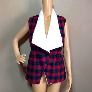 J.Roberts cotton, light flannel over teddy bear lining Vest, sz S